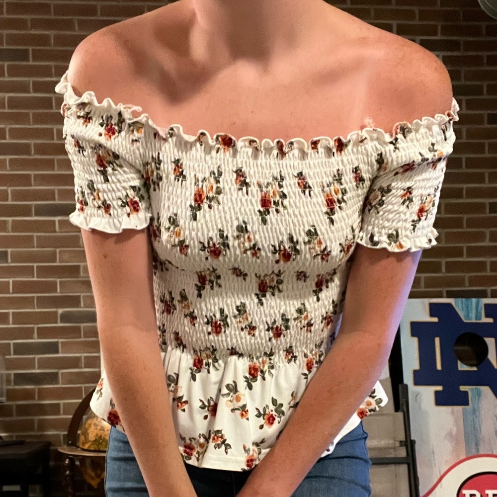 Justify White and Pink Floral Top